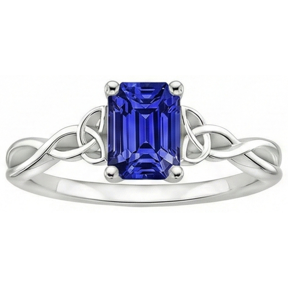 Solitaire Blue Sapphire Ring Vintage Style Emerald Cut 3.50 Carats
