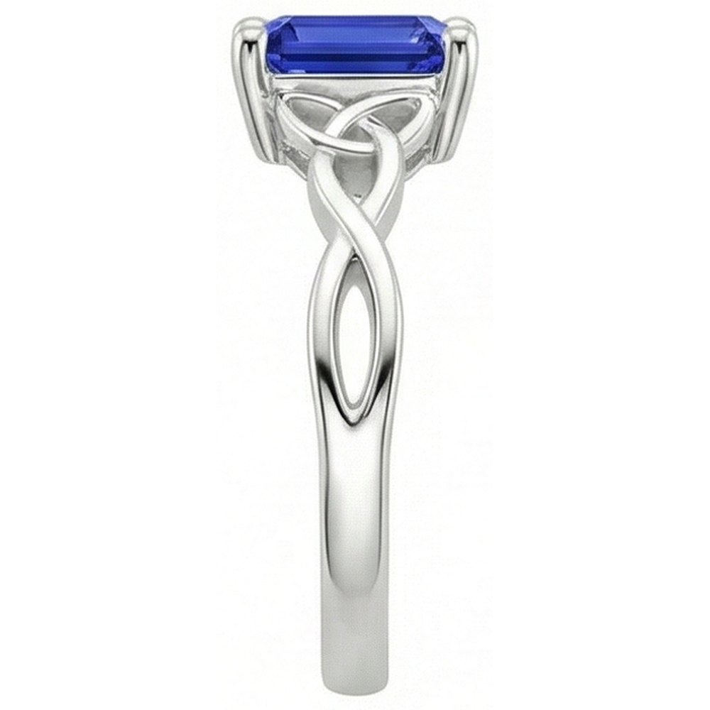 Solitaire Blue Sapphire Ring Vintage Style Emerald Cut 3.50 Carats
