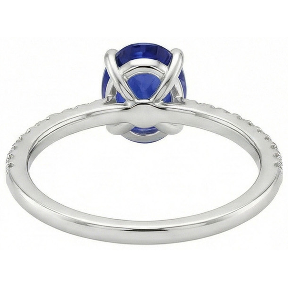 natural round sapphire 3.75ct ring side angle