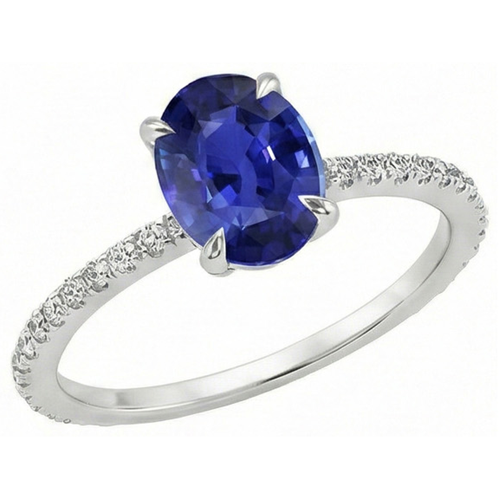 natural round sapphire 3.75ct ring close up detail