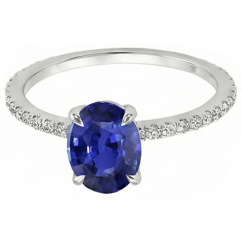 natural round sapphire 3.75ct ring top view