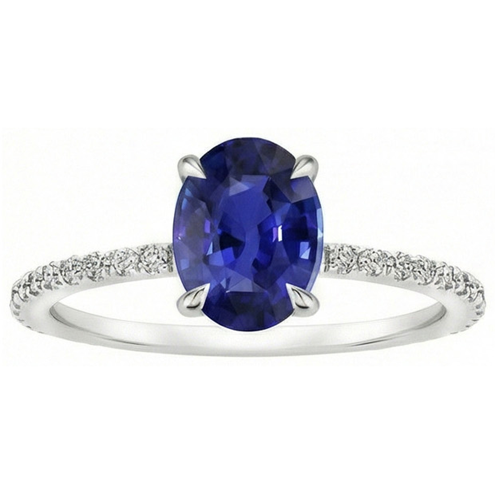 natural round sapphire 3.75ct ring profile view