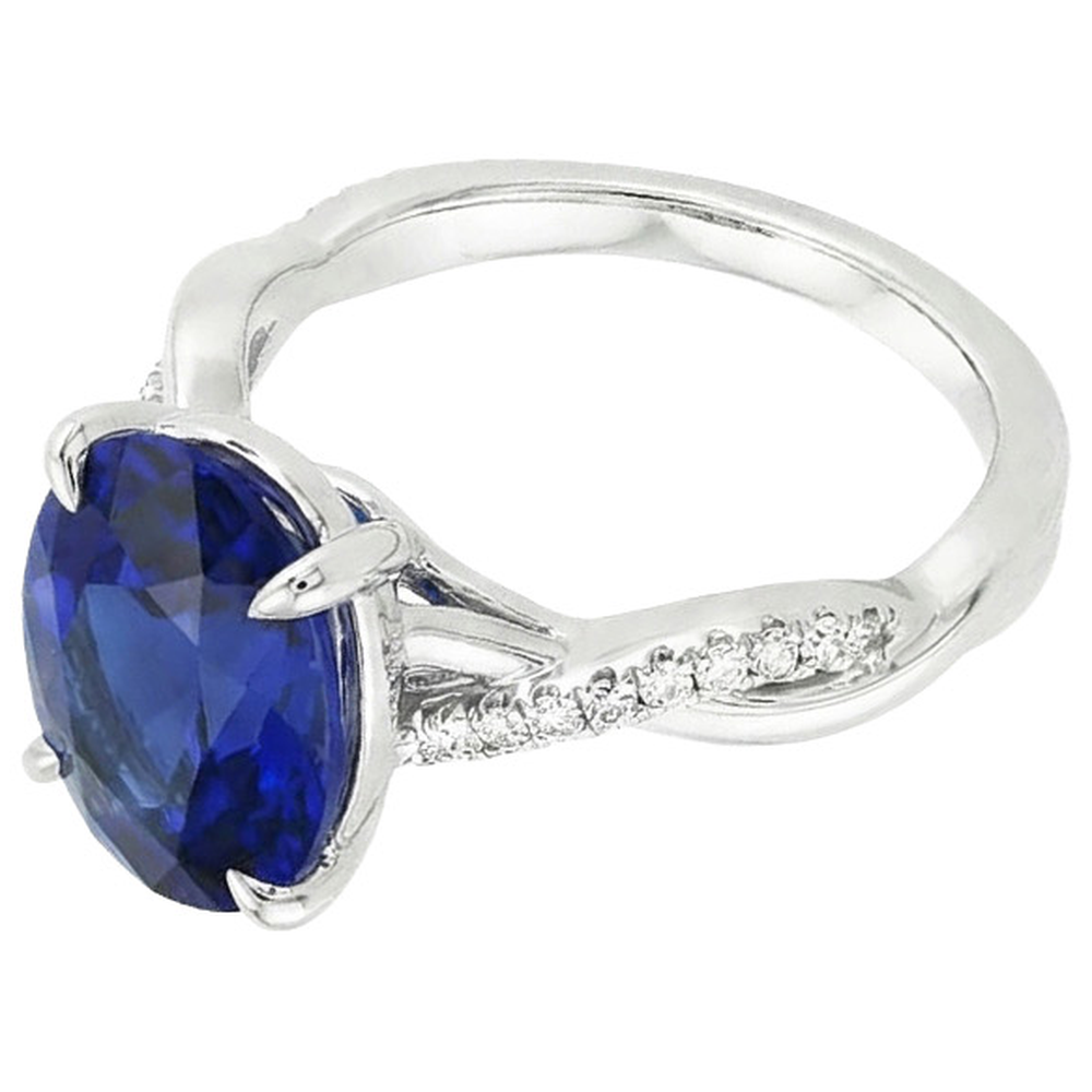 natural round sapphire 4.50ct ring side angle