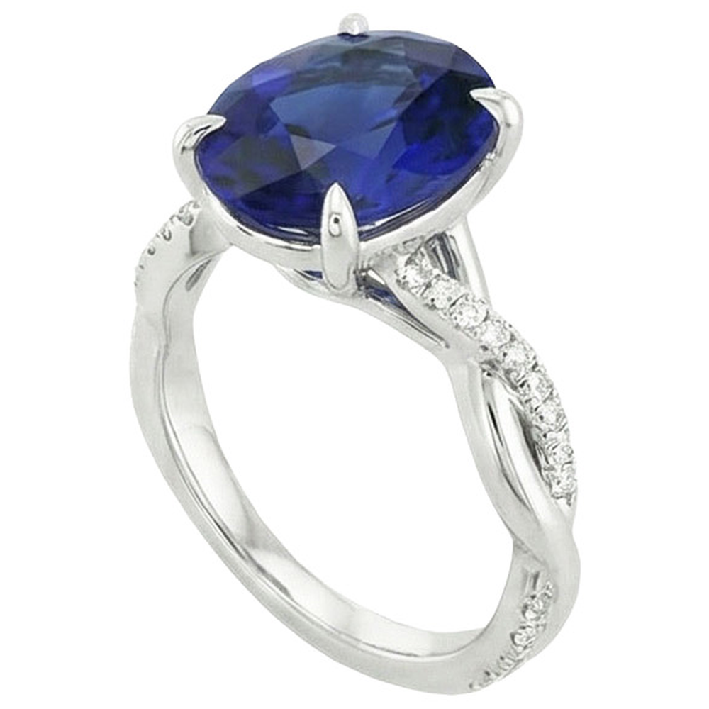 natural round sapphire 4.50ct ring close up detail