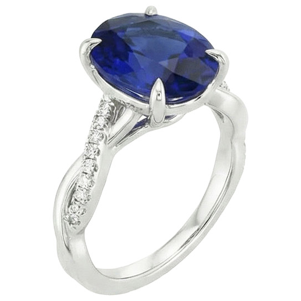 natural round sapphire 4.50ct ring top view