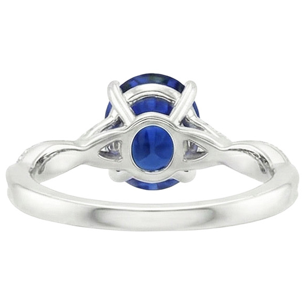 natural round sapphire 4.50ct ring profile view