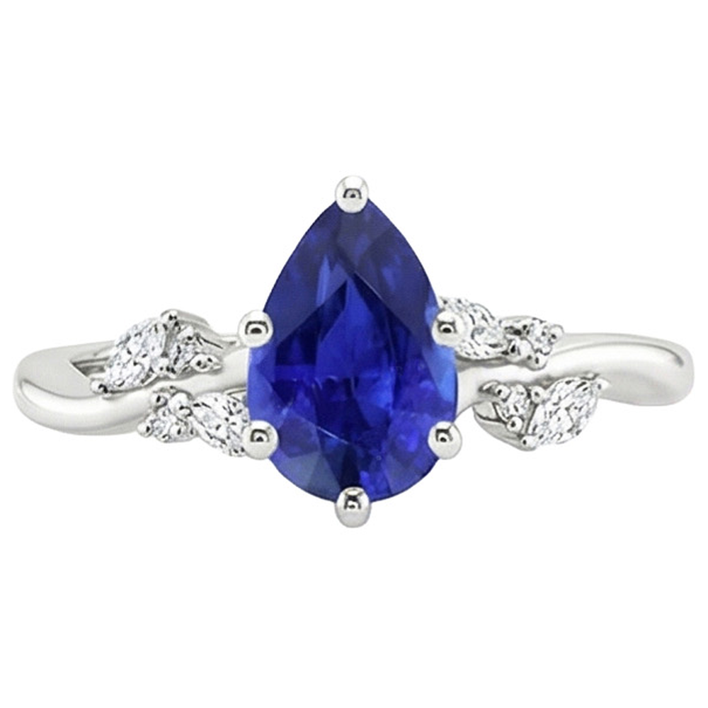 natural round sapphire 3.50ct ring top view