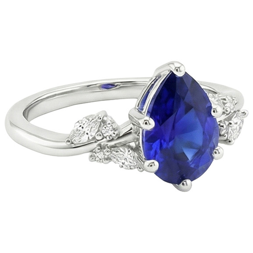 natural round sapphire 3.50ct ring profile view