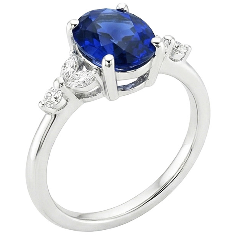 natural round sapphire 3.75ct ring side angle