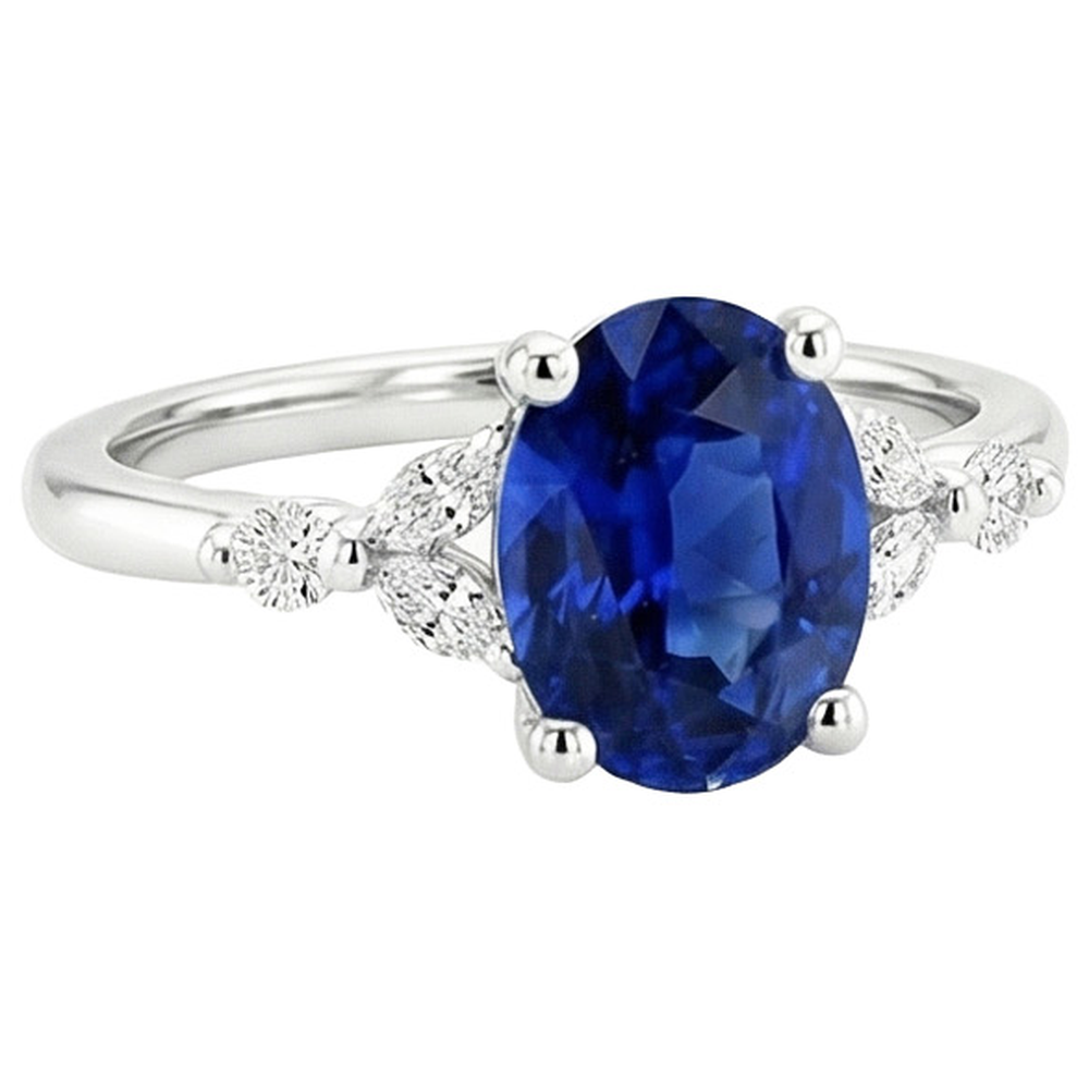 natural round sapphire 3.75ct ring profile view
