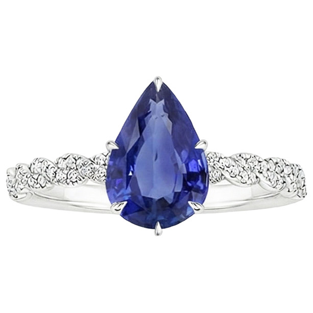 natural round sapphire 3.50ct ring top view
