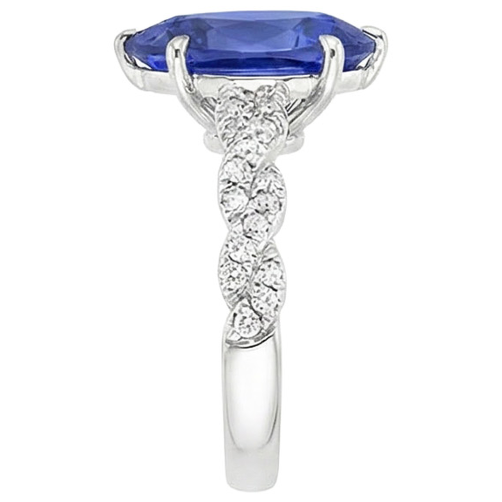 natural round sapphire 3.50ct ring profile view