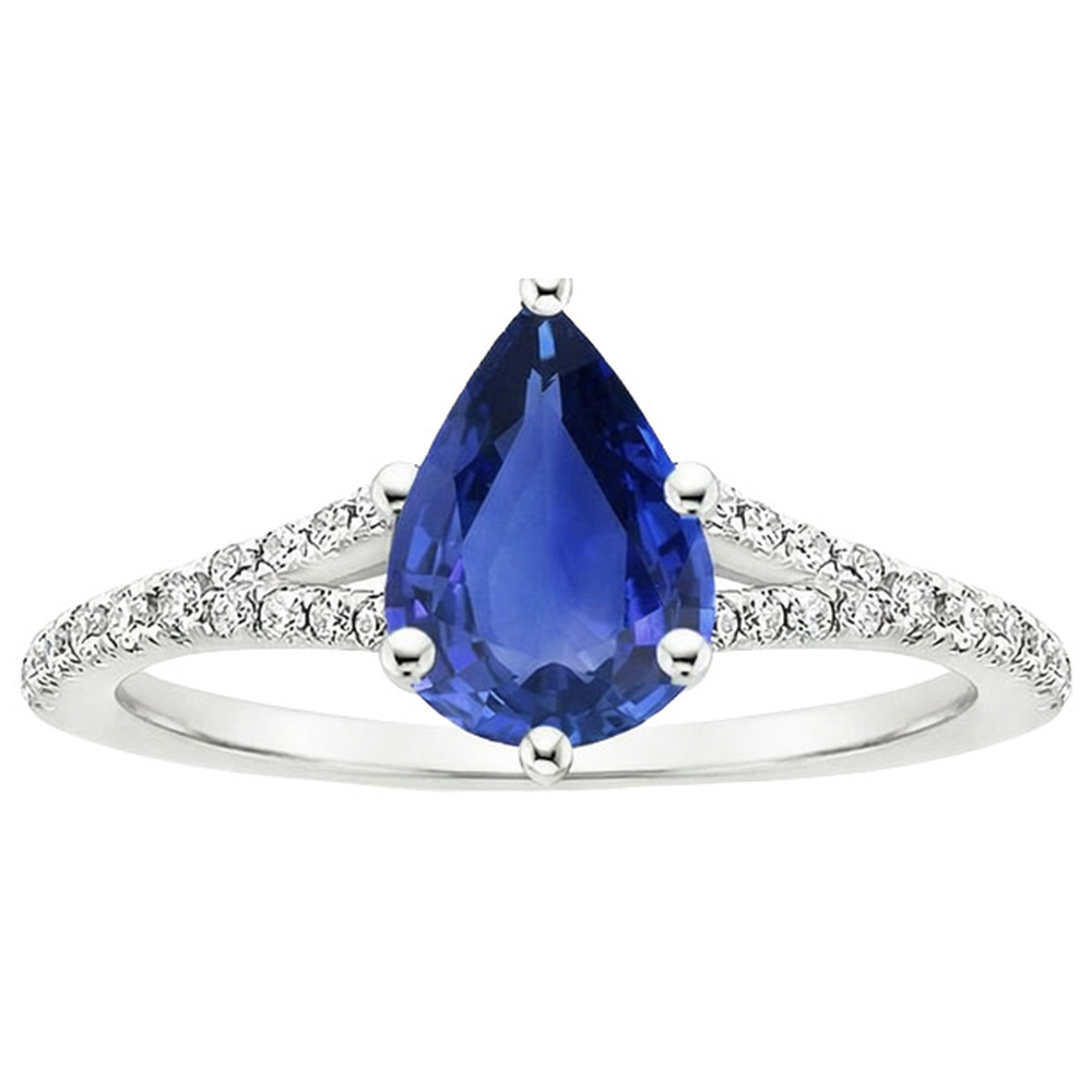 natural round sapphire 3.25ct ring close up detail