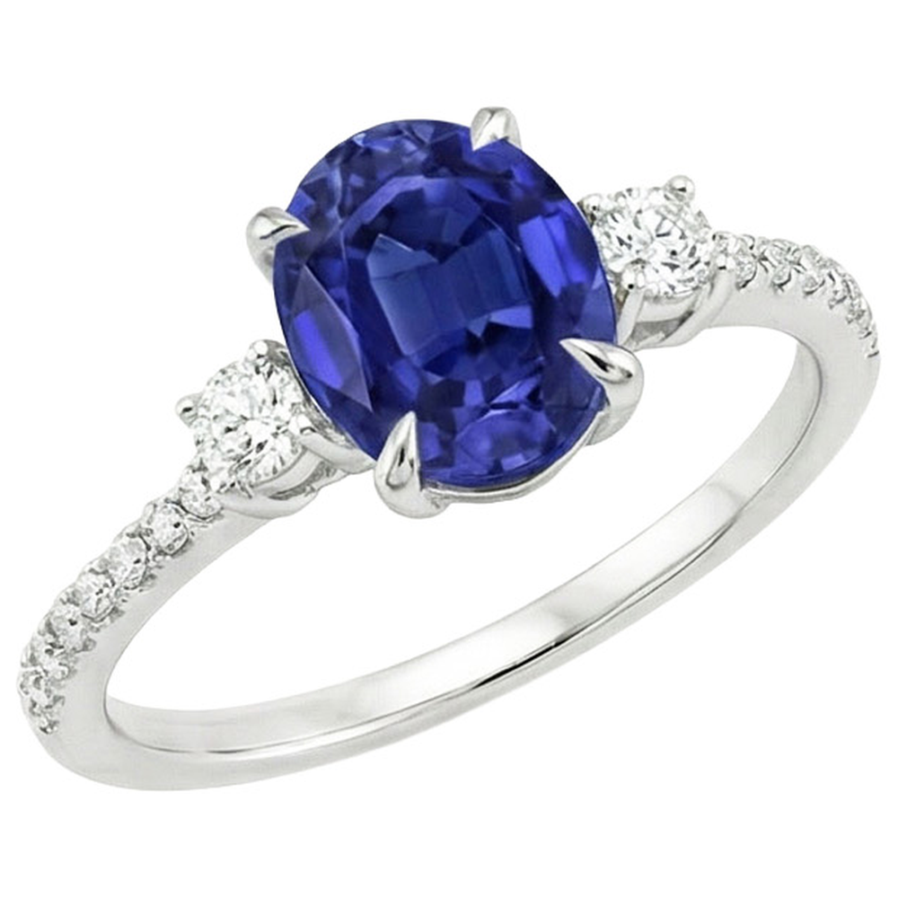 natural round sapphire 3.50ct ring side angle