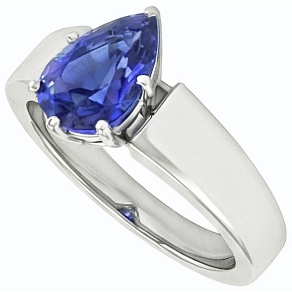 natural pear sapphire 1.50ct ring side angle