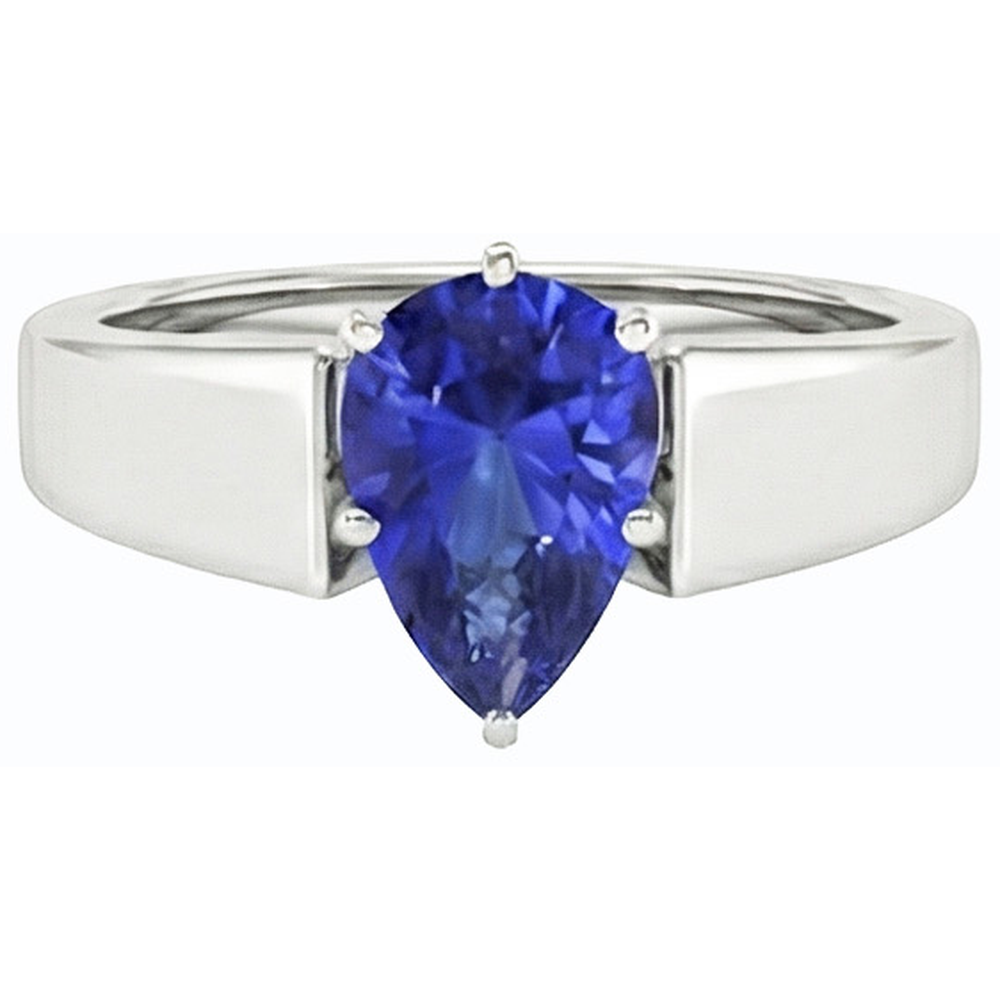 natural pear sapphire 1.50ct ring top view