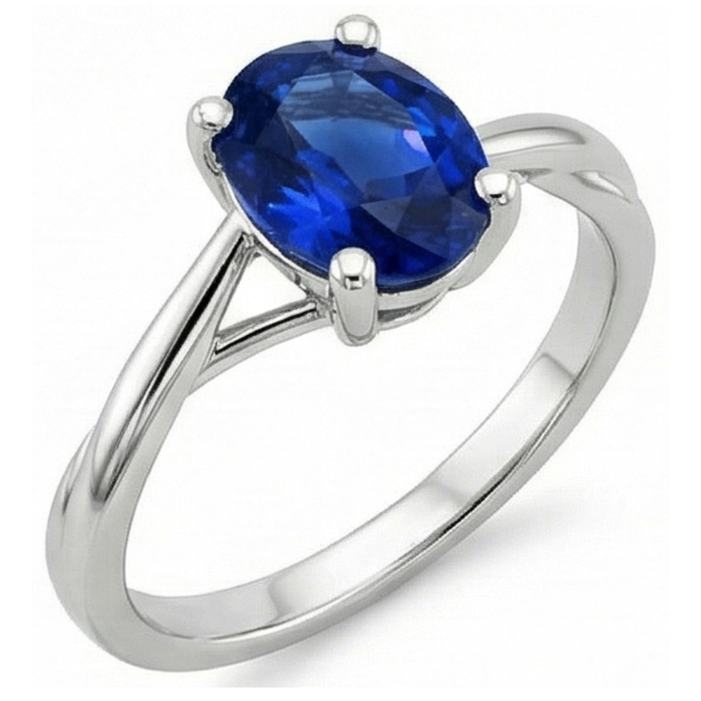 natural oval sapphire 3ct ring top view