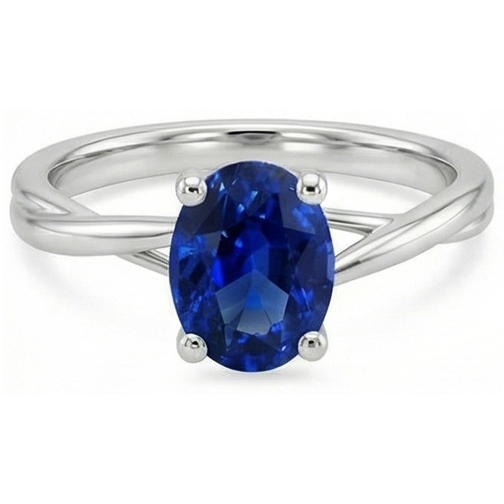 natural oval sapphire 3ct ring profile view