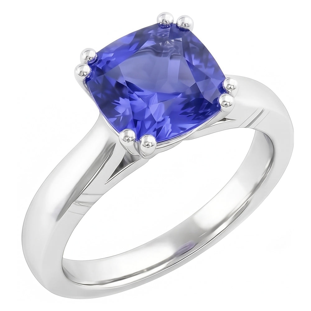 natural cushion sapphire 2ct ring front view