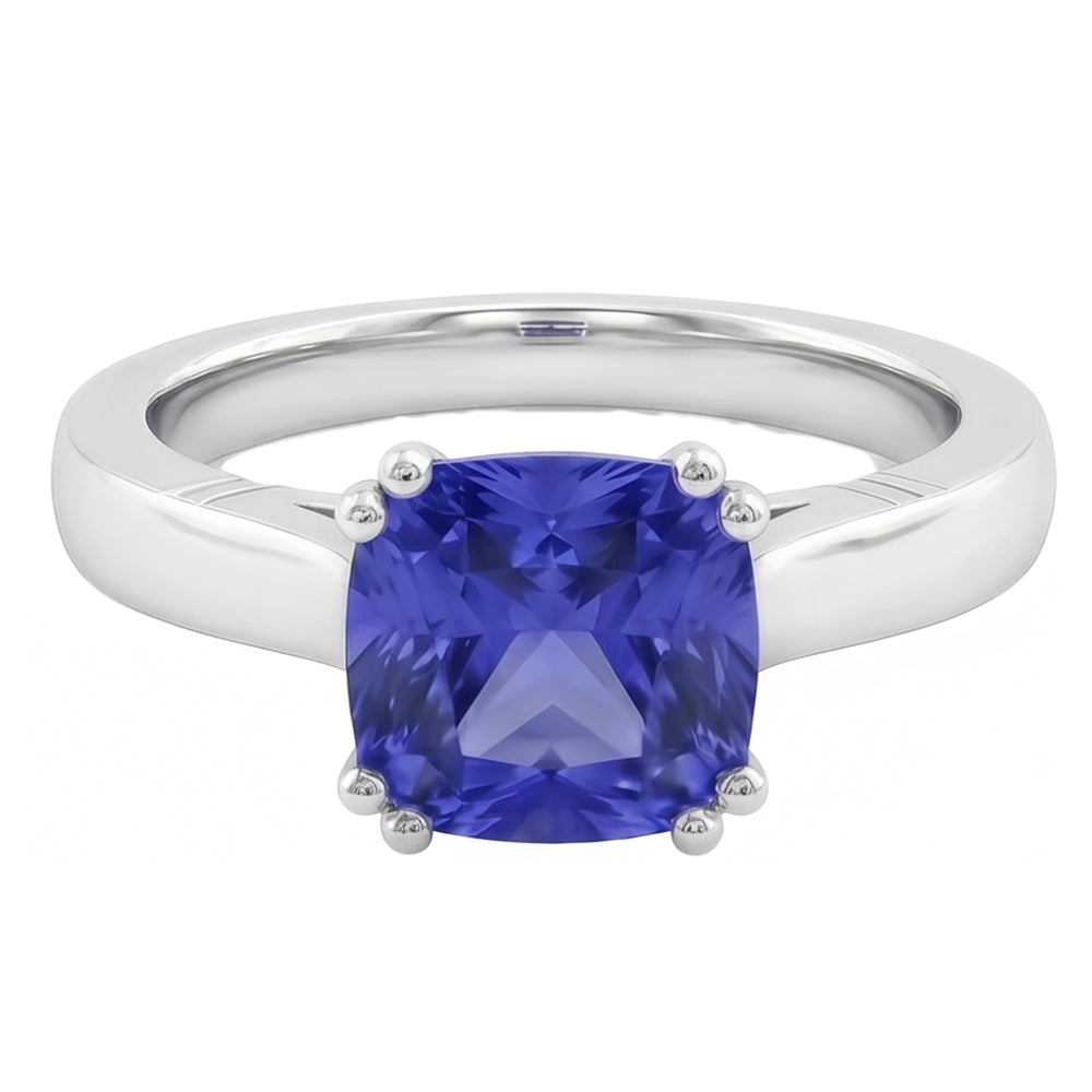 natural cushion sapphire 2ct ring side angle