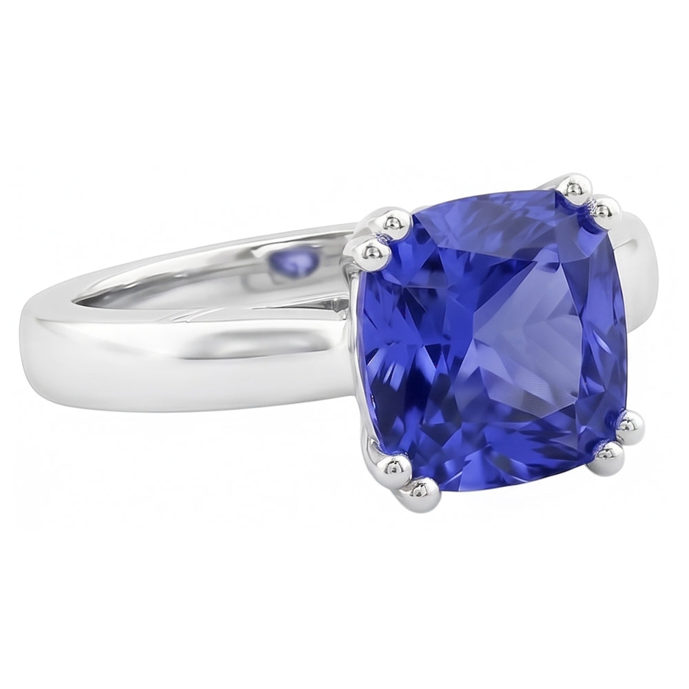 natural cushion sapphire 2ct ring top view
