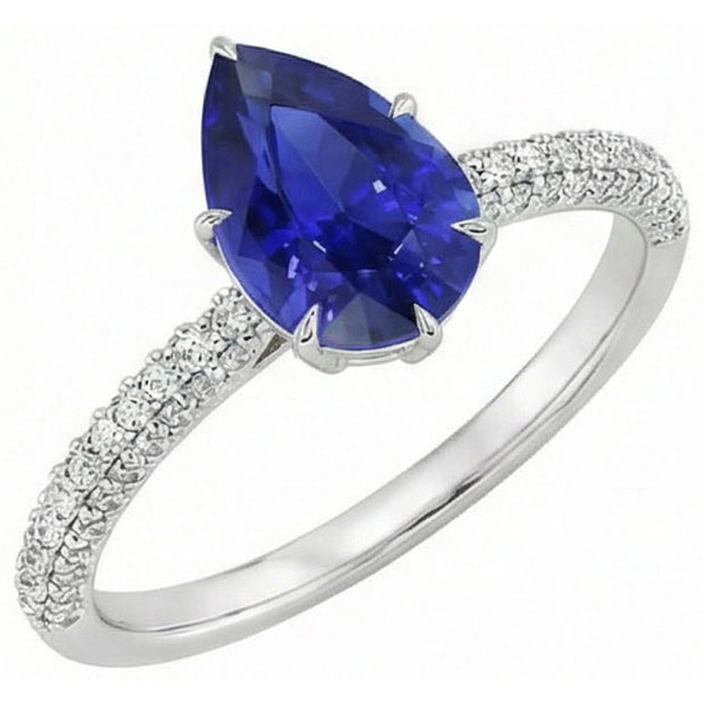 natural round sapphire 4.50ct ring side angle