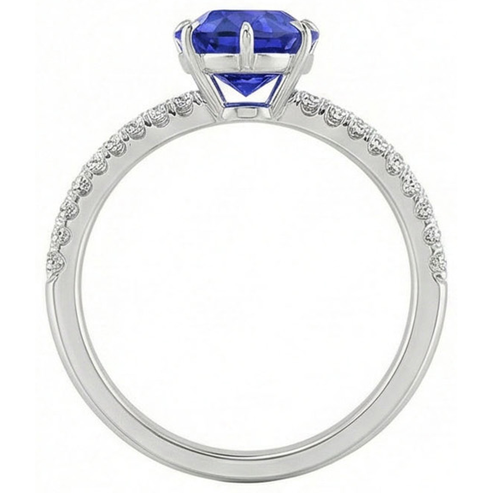 natural round sapphire 4.50ct ring close up detail