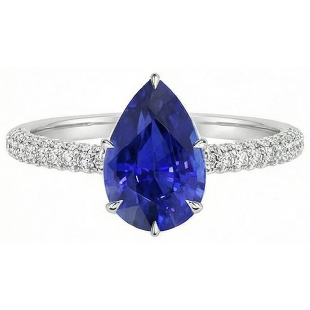 natural round sapphire 4.50ct ring top view