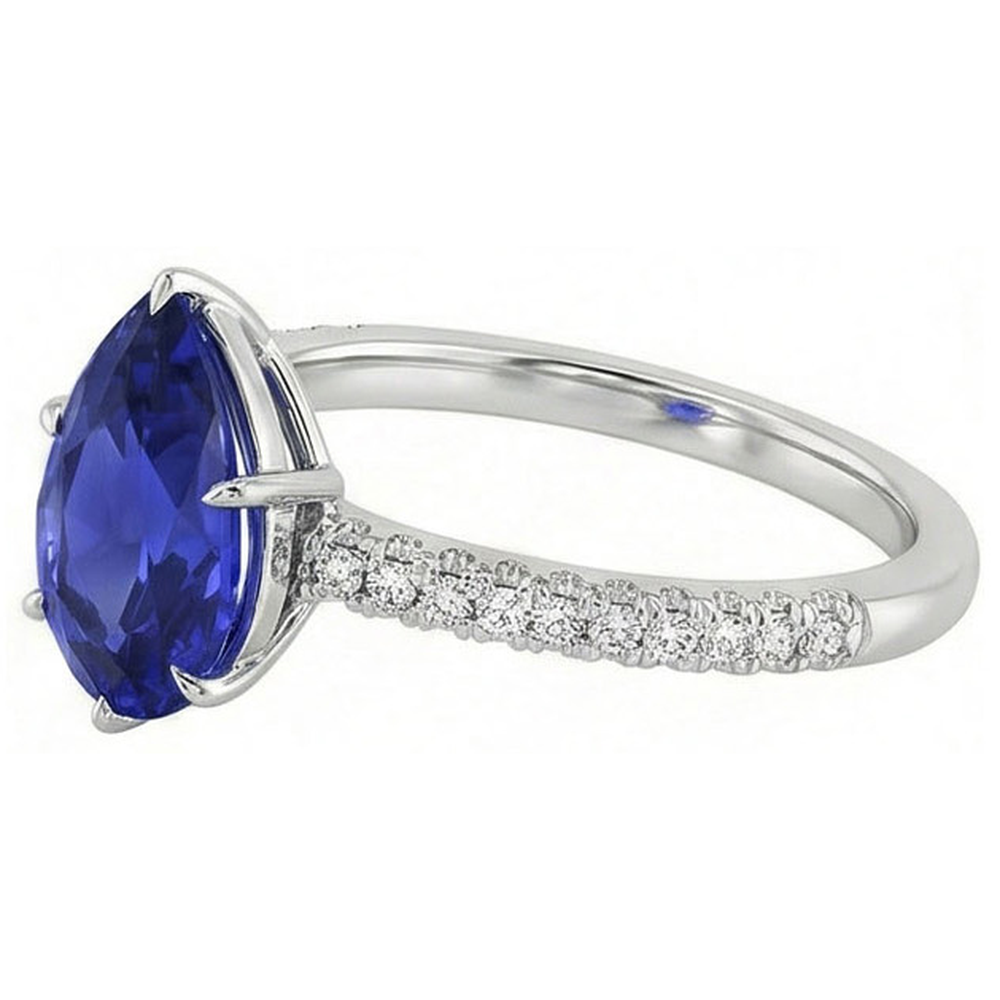 natural round sapphire 4.50ct ring profile view
