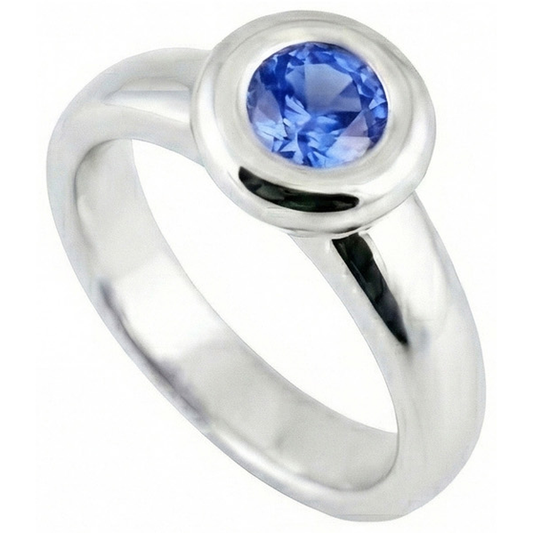 natural round sapphire 1ct ring front view