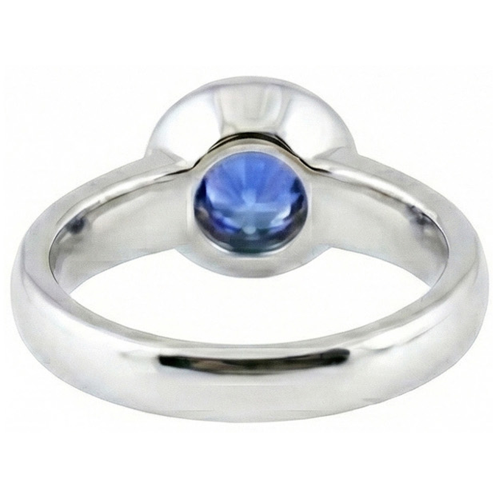 natural round sapphire 1ct ring profile view