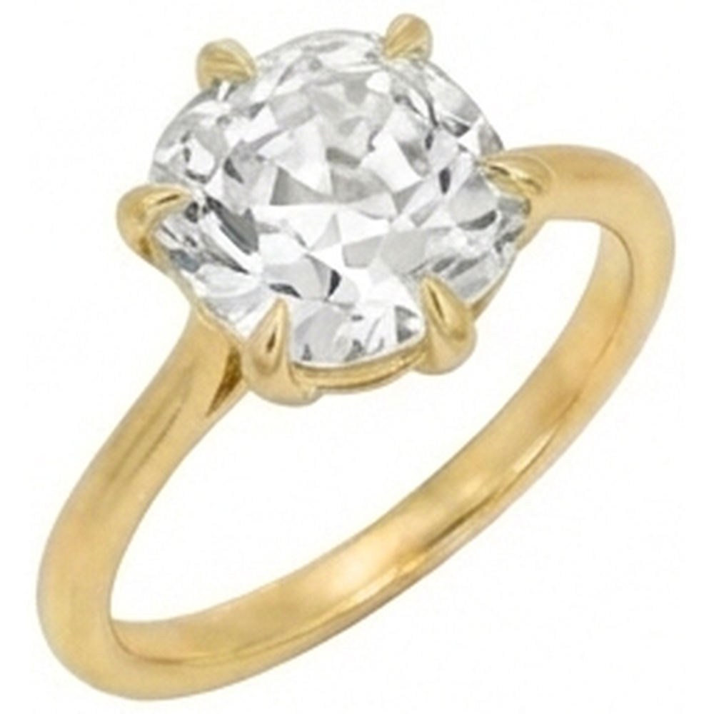 Solitaire Cushion Old Mine Cut Real Natural Earth Mined Diamond ( Not Lab Grown ) Ring 3.50 Carats Ladies Jewelry