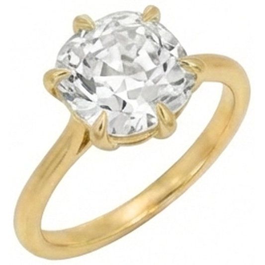 Solitaire Cushion Old Mine Cut Real Natural Earth Mined Diamond ( Not Lab Grown ) Ring 3.50 Carats Ladies Jewelry