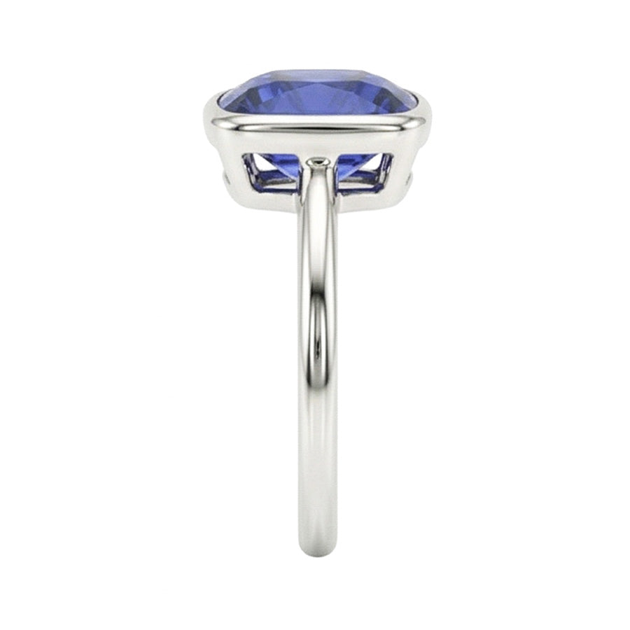 Solitaire Cushion Sapphire Ring Bezel Set 2 Carats Gemstone Jewelry