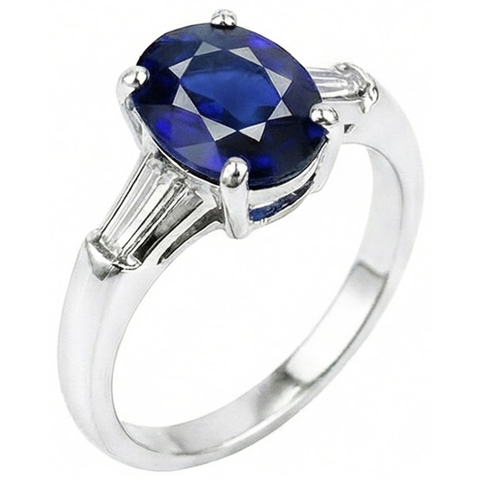 Solitaire Deep Blue Sapphire Ring 2.50 Carats Ladies Jewelry