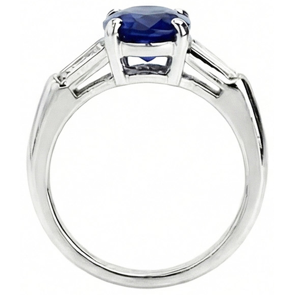 Solitaire Deep Blue Sapphire Ring 2.50 Carats Ladies Jewelry