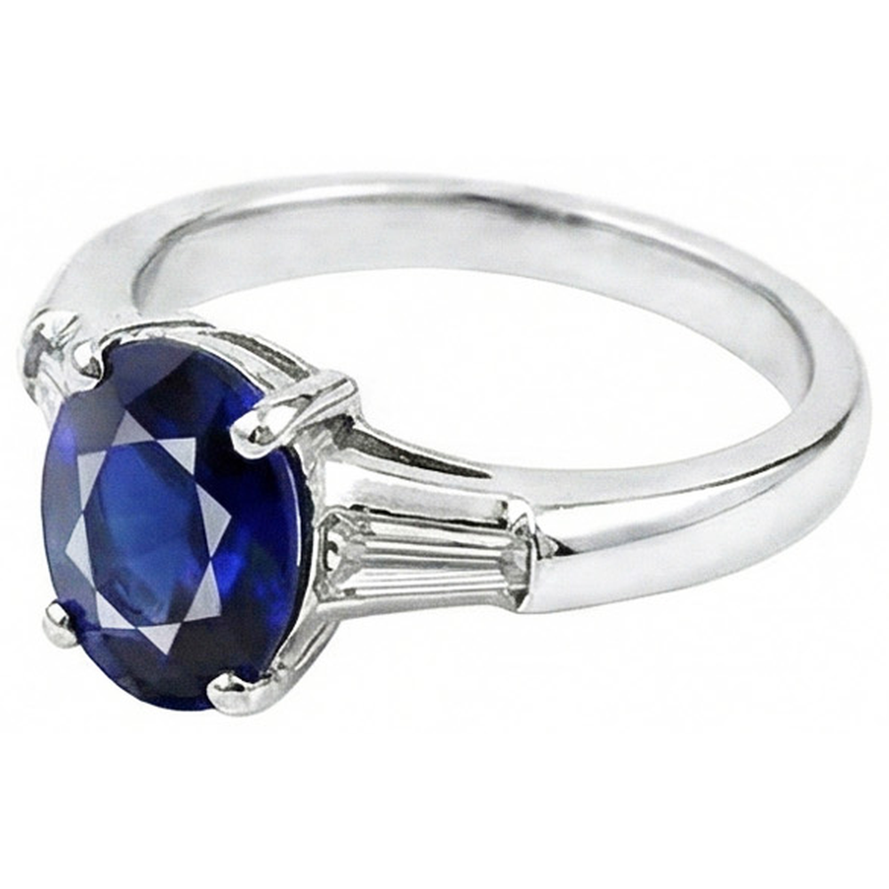 Solitaire Deep Blue Sapphire Ring 2.50 Carats Ladies Jewelry