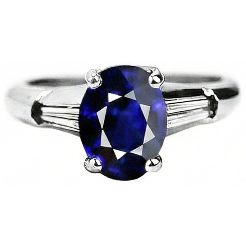 Solitaire Deep Blue Sapphire Ring 2.50 Carats Ladies Jewelry