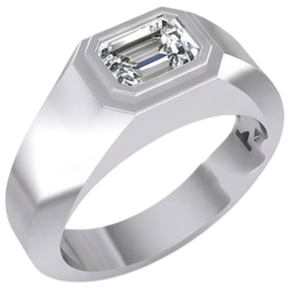 Solitaire Emerald Natural Earth Mined Diamond ( Not Lab Grown ) Men's Ring 1 Carat Gold 14K