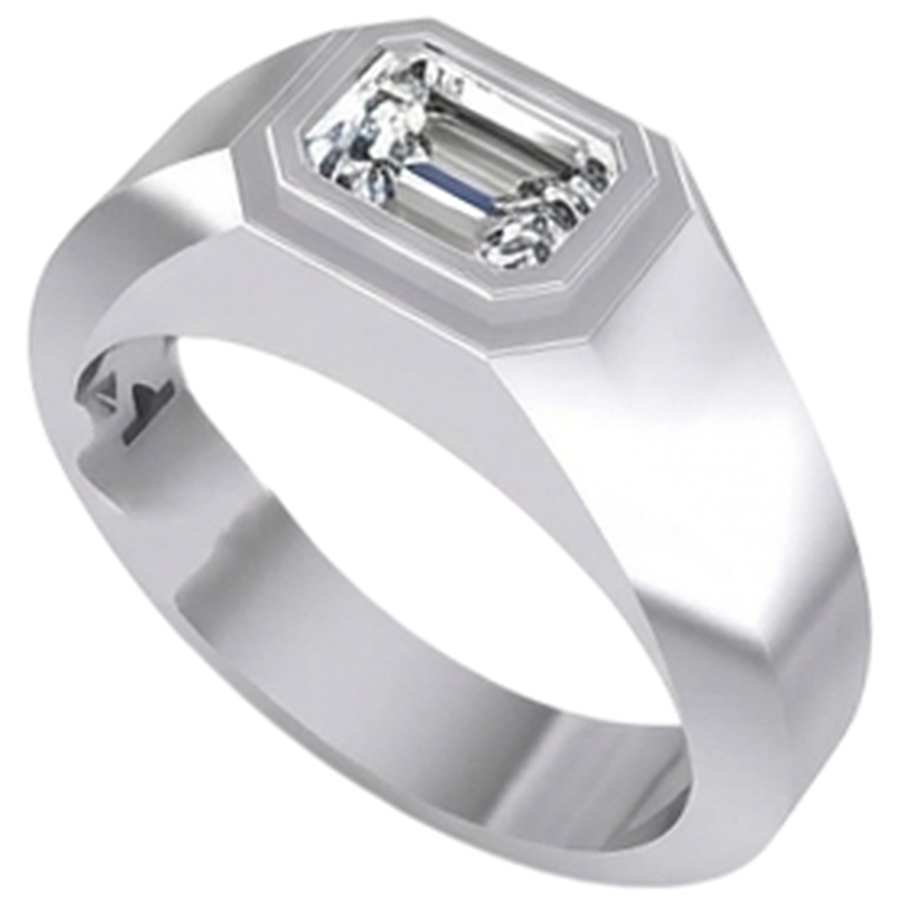 Solitaire Emerald Natural Earth Mined Diamond ( Not Lab Grown ) Men's Ring 1 Carat Gold 14K