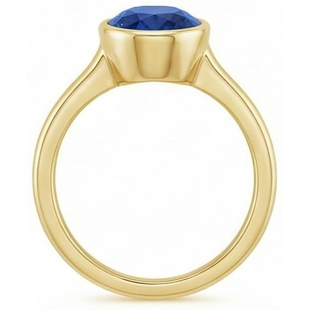 Solitaire Engagement Ring Bezel Set Oval Ceylon Sapphire 2.50 Carats