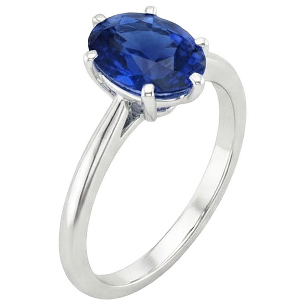 Solitaire Engagement Ring Oval Cut Ceylon Sapphire 2 Carats
