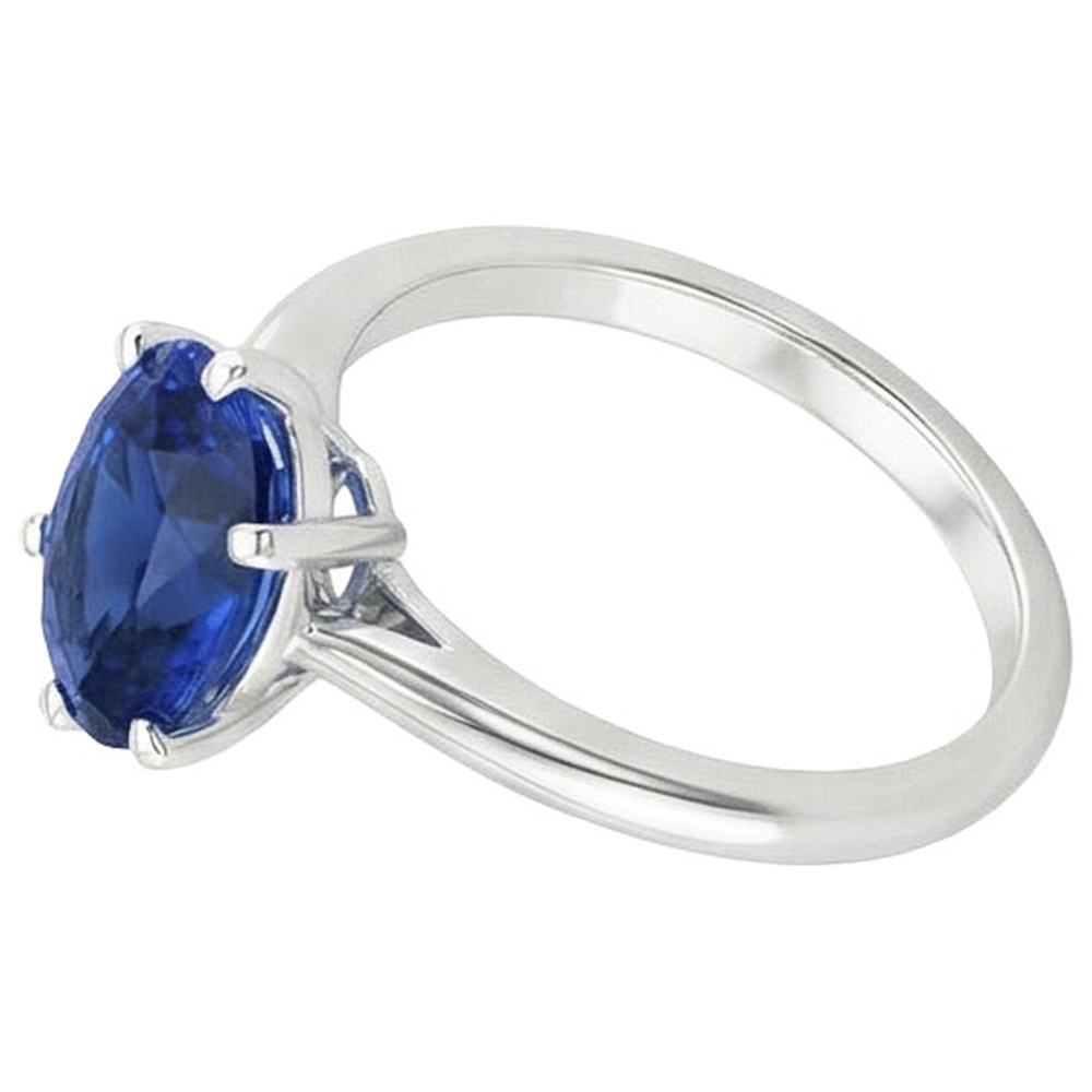 Solitaire Engagement Ring Oval Cut Ceylon Sapphire 2 Carats