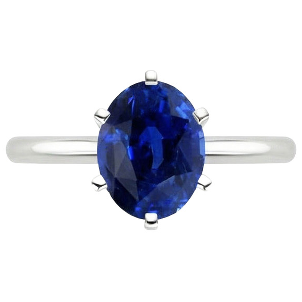 Solitaire Engagement Ring Oval Cut Ceylon Sapphire 2 Carats