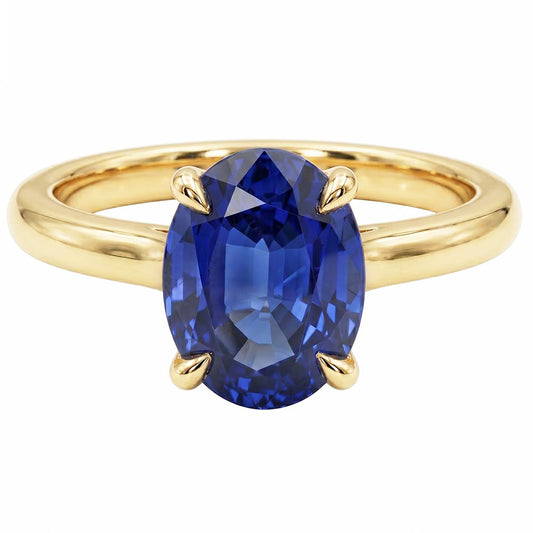 Solitaire Engagement Ring Oval Sri Lankan Sapphire 2.50 Carats
