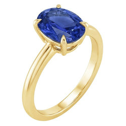 Solitaire Engagement Ring Oval Sri Lankan Sapphire 2.50 Carats