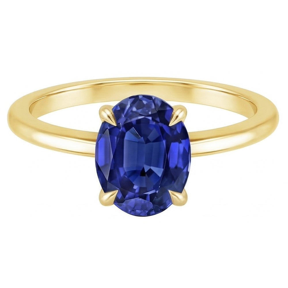 Solitaire Engagement Ring Oval Sri Lankan Sapphire 2.50 Carats