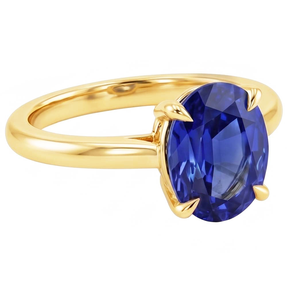 Solitaire Engagement Ring Oval Sri Lankan Sapphire 2.50 Carats