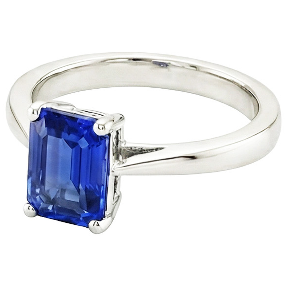 natural emerald sapphire 2ct ring profile view
