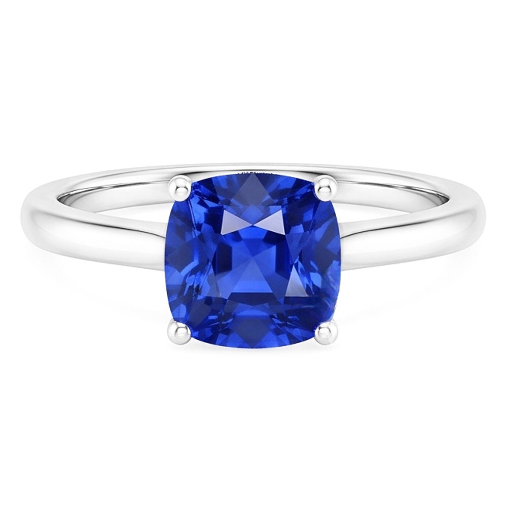 Solitaire Gemstone Jewelry Cushion Ceylon Sapphire Ring 1.50 Carats